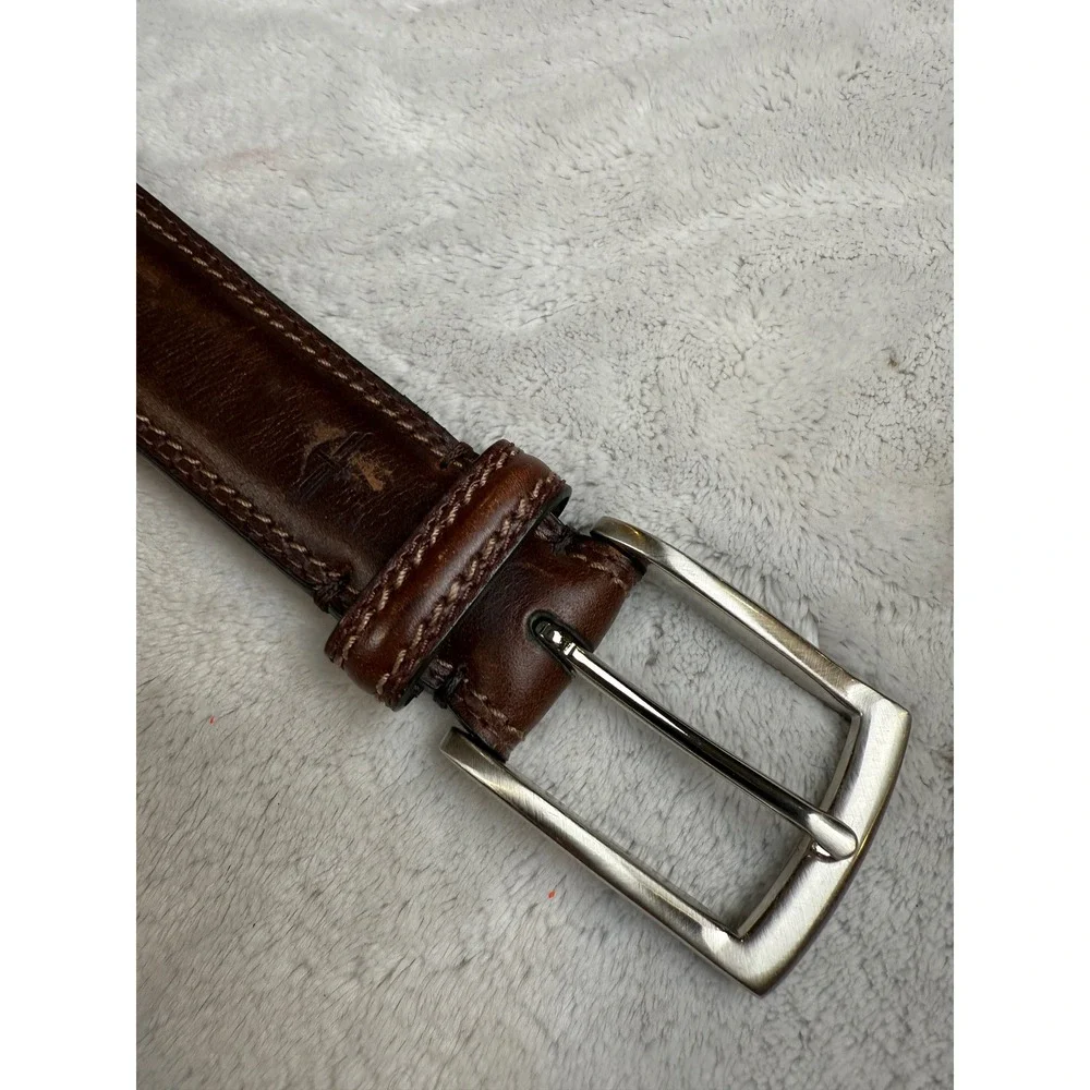 Dockers Mens Brown Genuine Leather Belt‎ Silver Buckle Size 40 CDI